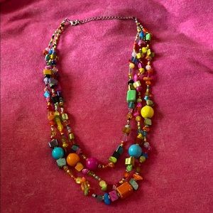 Multicolored layered beaded necklace